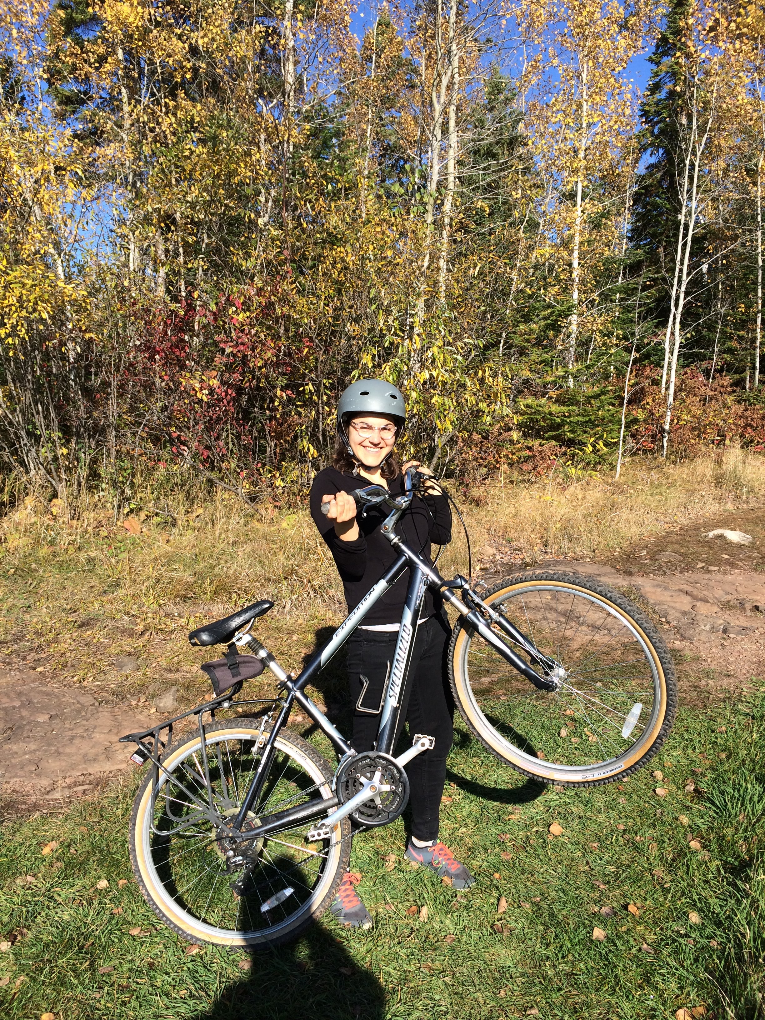 Victoria Getting Ready to Mountain Bike